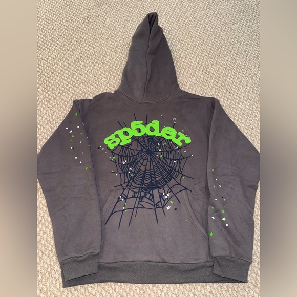 Brand new grey Sp5der hoodie size large